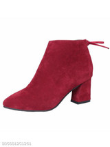 Plain Chunky High Heeled Velvet Point Toe Date Outdoor High Heels Boots