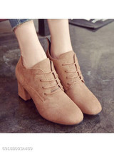 Plain Chunky High Heeled Velvet Criss Cross Round Toe Casual Date High Heels Boots