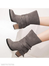 Plain Chunky High Heeled Round Toe Casual Date Outdoor High Heels Boots