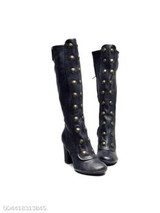 Plain Chunky High Heeled Round Toe Date Outdoor Knee High High Heels Boots