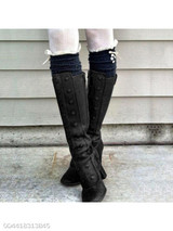 Plain Chunky High Heeled Round Toe Date Outdoor Knee High High Heels Boots