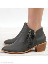 Plain Chunky High Heeled Round Toe Casual Date Outdoor Ankle Boots
