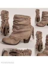 Plain Chunky High Heeled Round Toe Casual High Heels Boots