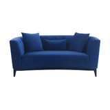 Melange Blue Fabric Upholstered Loveseat with Black Wood Base