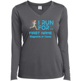 Personalized I Run For Ladies V-neck Long Sleeve Tee