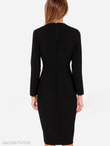 V Neck Slit Plain Bodycon Dress