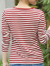 V Neck Single Breasted Stripes Long Sleeve T-Shirts