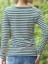 V Neck Single Breasted Stripes Long Sleeve T-Shirts