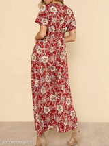 V Neck Slit Floral Printed Maxi Dress V Neck Slit Floral Printed Maxi Dress