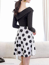 V Neck Polka Dot Skater Dress