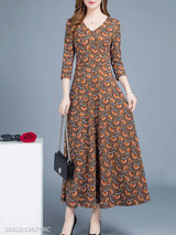 V Neck Print Maxi Dress V Neck Print Maxi Dress