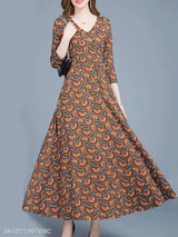 V Neck Print Maxi Dress V Neck Print Maxi Dress