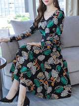 V Neck Print Maxi Dress V Neck Print Maxi Dress