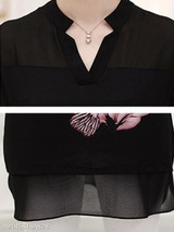 V Neck Loose Fitting Print Blouses