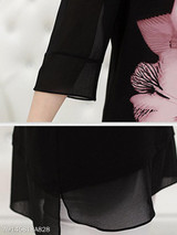 V Neck Loose Fitting Print Blouses