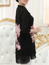 V Neck Loose Fitting Print Blouses