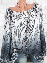 V Neck Loose Fitting Print Blouses