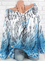 V Neck Loose Fitting Print Blouses