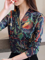 Turtle Neck Print Blouses
