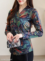 Turtle Neck Print Blouses