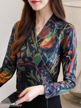 Turtle Neck Print Blouses