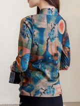 Turtle Neck Print Blouses