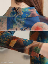 Turtle Neck Print Blouses