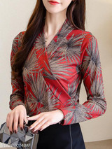 Turtle Neck Print Blouses
