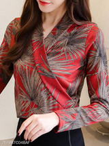Turtle Neck Print Blouses