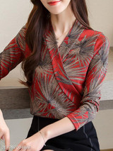 Turtle Neck Print Blouses