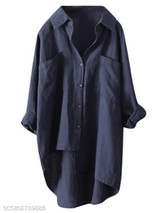 Turn Down Collar Loose Fitting Single Breasted Plain Blouses