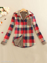 Turn Down Collar Checkered Blouses