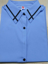 Turn Down Collar Contrast Piping Chiffon Blouse