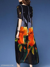 Trendy Floral Printed Round Neck Maxi Dress