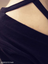 Summer Polyester Women Round Neck Backless Plain Short Sleeve T-Shirts