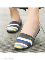 Striped Flat Round Toe Casual Comfort Flats