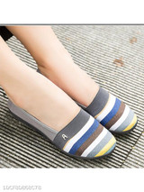 Striped Flat Round Toe Casual Comfort Flats