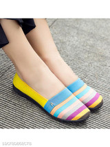 Striped Flat Round Toe Casual Comfort Flats
