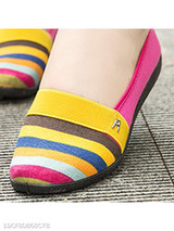 Striped Flat Round Toe Casual Comfort Flats