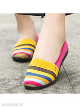 Striped Flat Round Toe Casual Comfort Flats