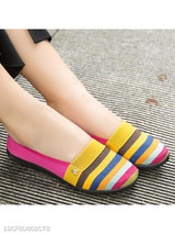 Striped Flat Round Toe Casual Comfort Flats