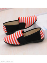 Striped Flat Round Toe Basic Flat & Loafers