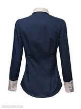 Summer Polyester Women Turn Down Collar Single Breasted Plain Long Sleeve Blouses