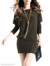 Sparkling Boat Neck Batwing Sleeve Bodycon Dress