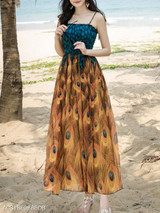 Spaghetti Strap Animal Printed Maxi Dress