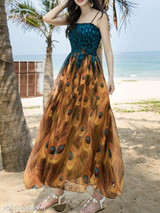 Spaghetti Strap Animal Printed Maxi Dress