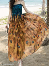 Spaghetti Strap Animal Printed Maxi Dress