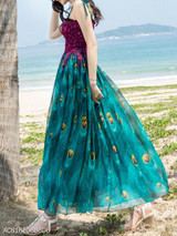 Spaghetti Strap Animal Printed Maxi Dress