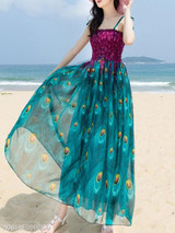 Spaghetti Strap Animal Printed Maxi Dress