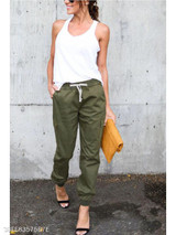 Slim Leg Belt Plain Pants
